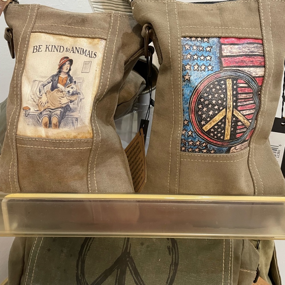Cute small Crossbody purses. Made out of recycled army tents.